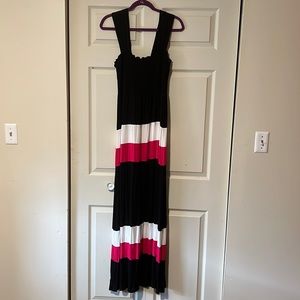 Cupio Color Block Wide Strap Maxi Dress